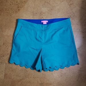 Isaac Mizrahi Scalloped Bottom Hem Teal Woman's Shorts Size 8